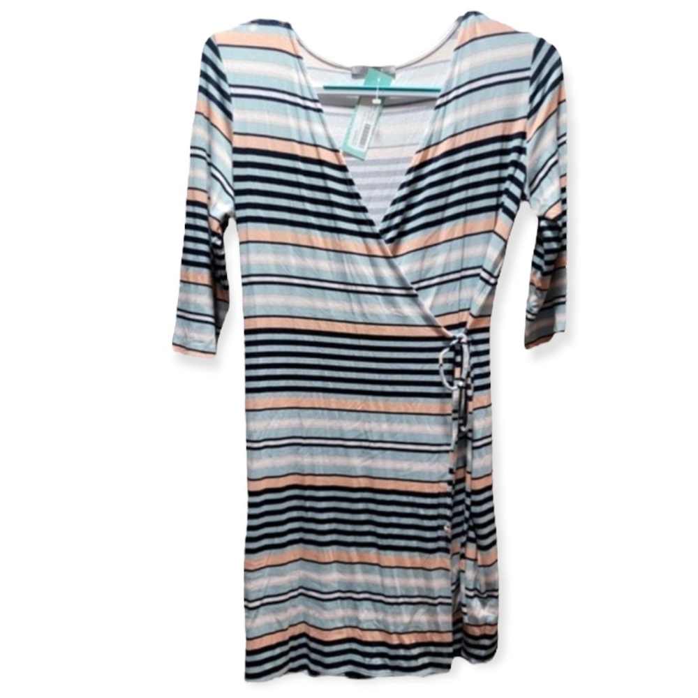 Striped Wrap Dress Body Con By Loveappella from Stitch Fix Size Medium